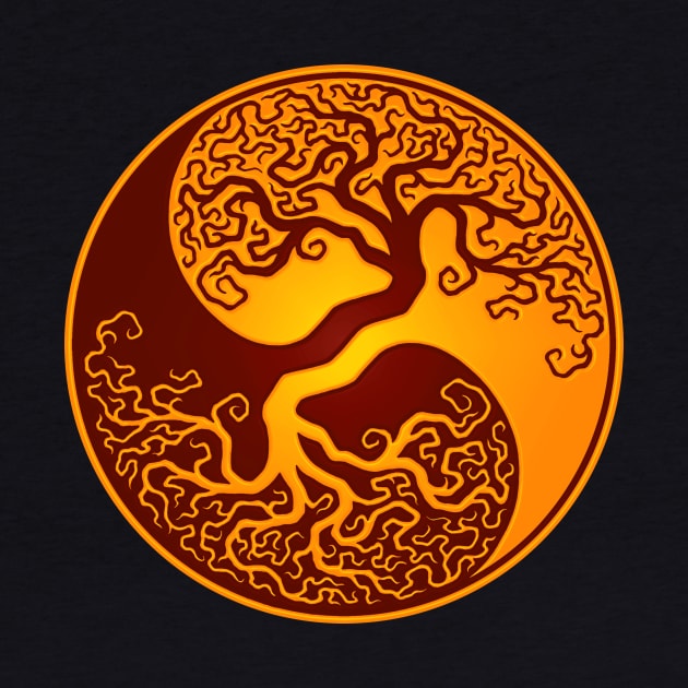 Yellow and Red Tree of Life Yin Yang by jeffbartels